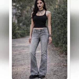 True People Light Gray Washed Studded Jeans | Size 8 / 9